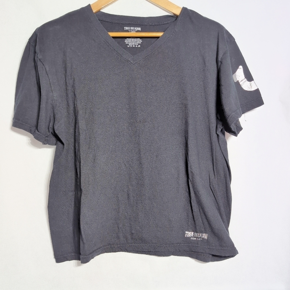 True Religion Men's Black Sz L V-Neck Tee